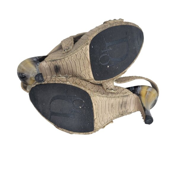 Christian Dior Beige Snake skin Strappy Slingback Heels Size 38 Women's Designer - Picture 4 of 11